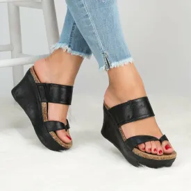 2 strap sandals wedge slides