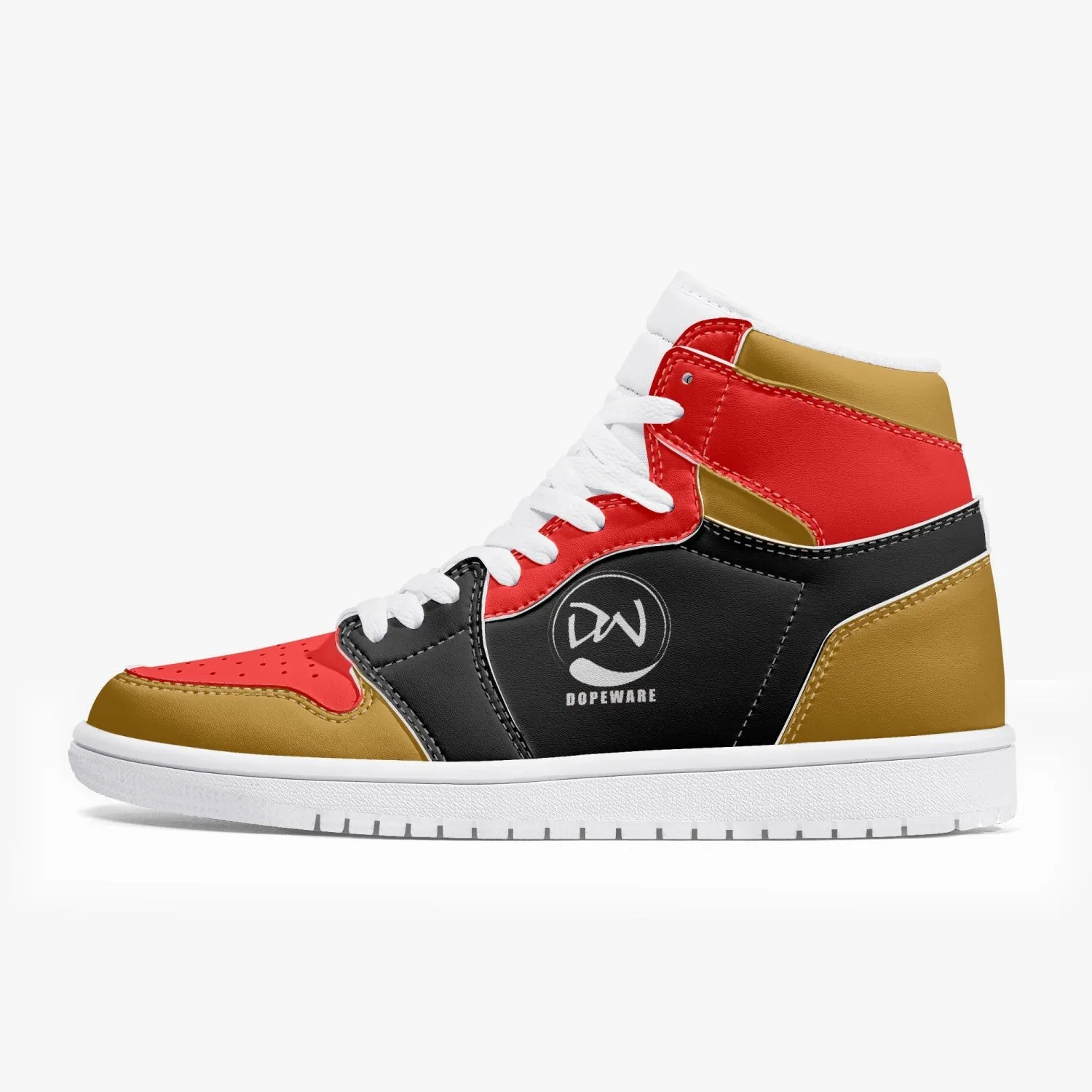 236. New High-Top Leather Sneakers - Red and Black