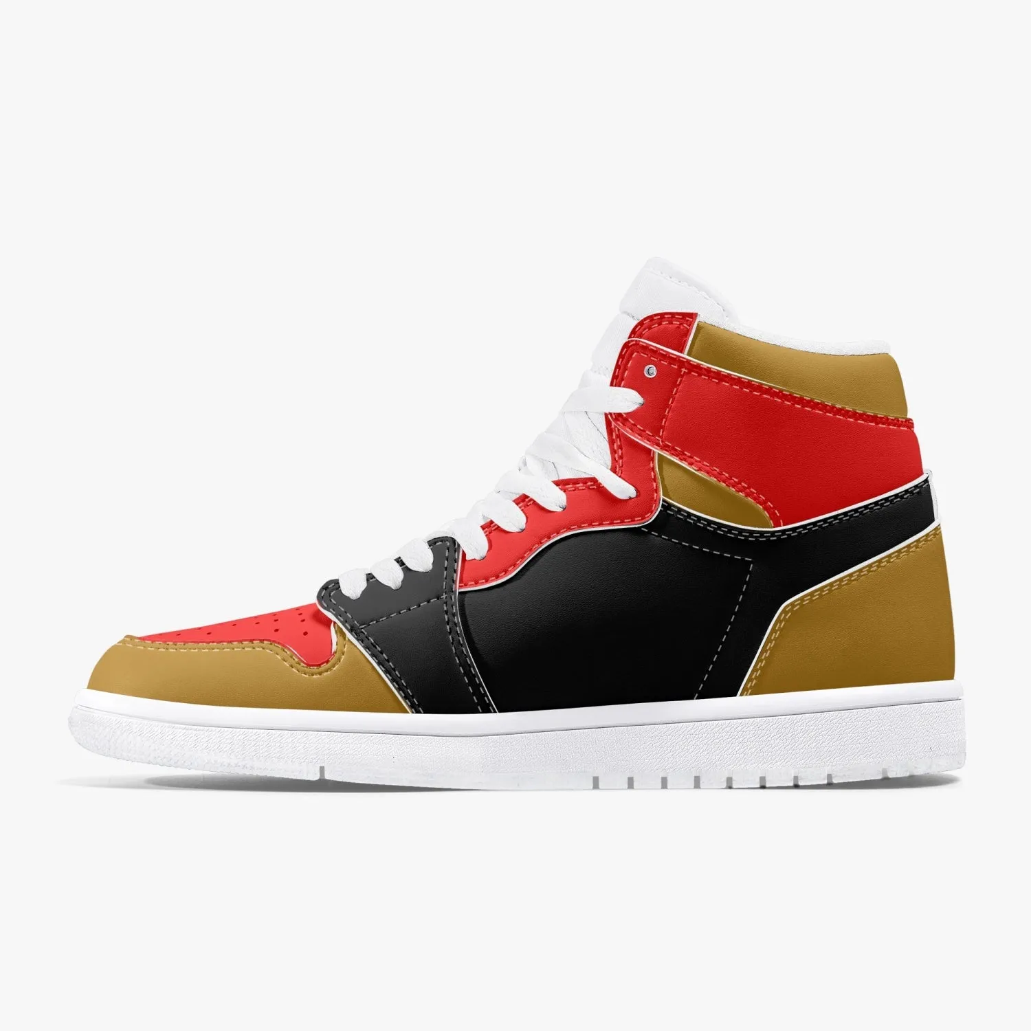 236. New High-Top Leather Sneakers - Red and Black