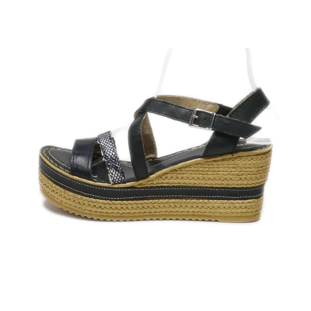 Aeros Me! Wedge Sandals Leather Black Colour For Women