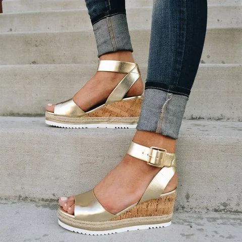 Ankle strap sandals wedge sandals peep toe sandals