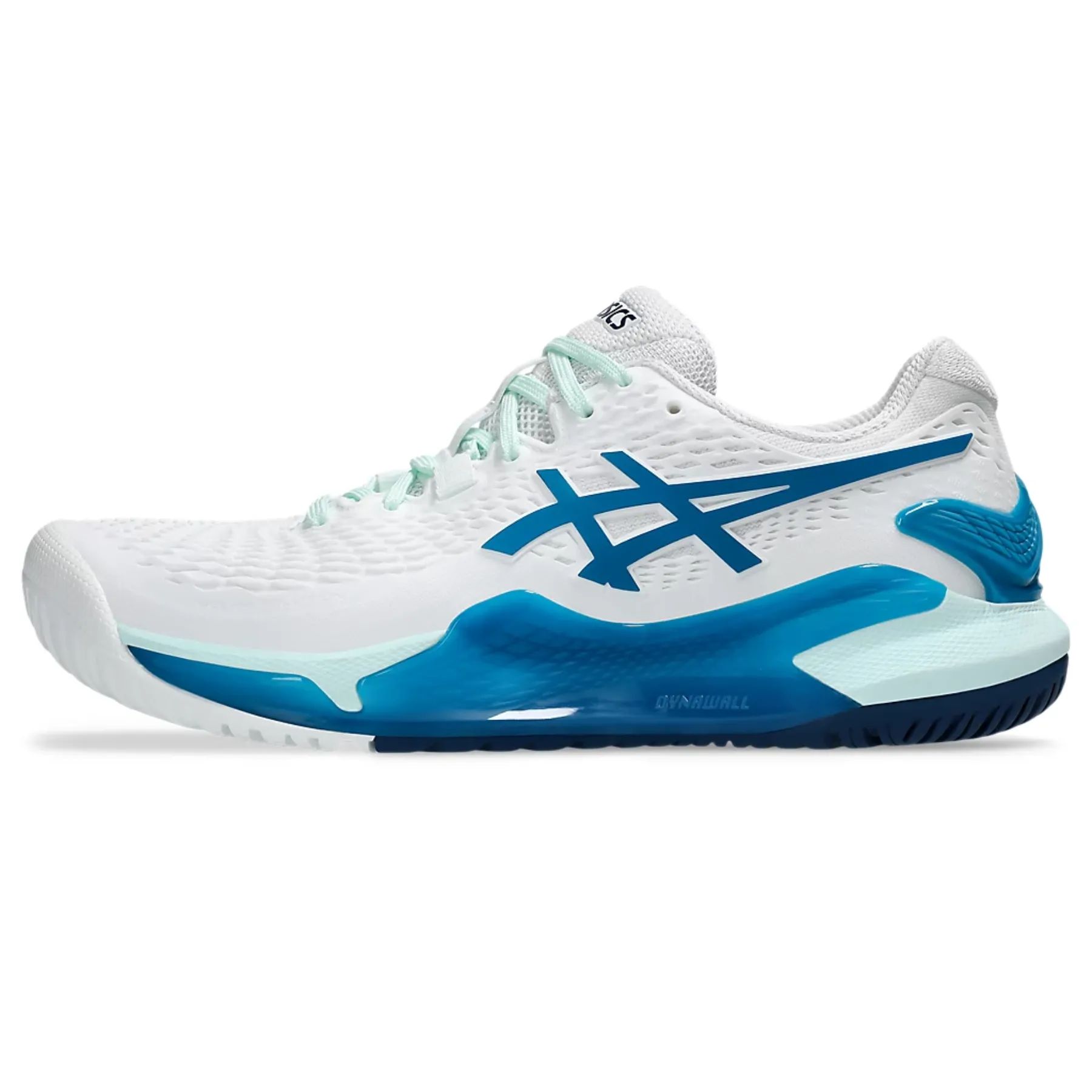 Asics Gel-Resolution 9 Women Tennis Shoes - White/Teal Blue