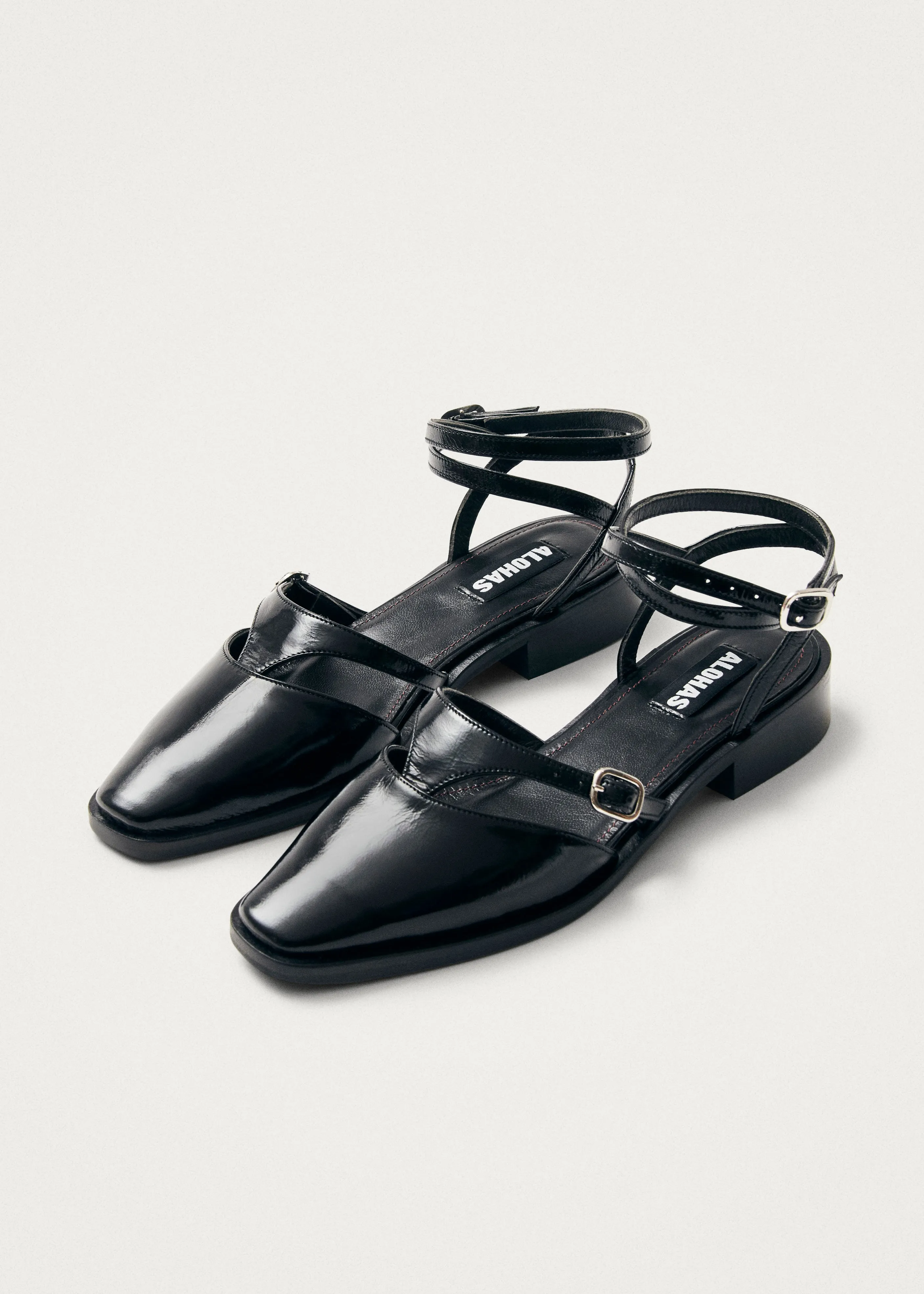 Aveline Black Leather Ballet Flats