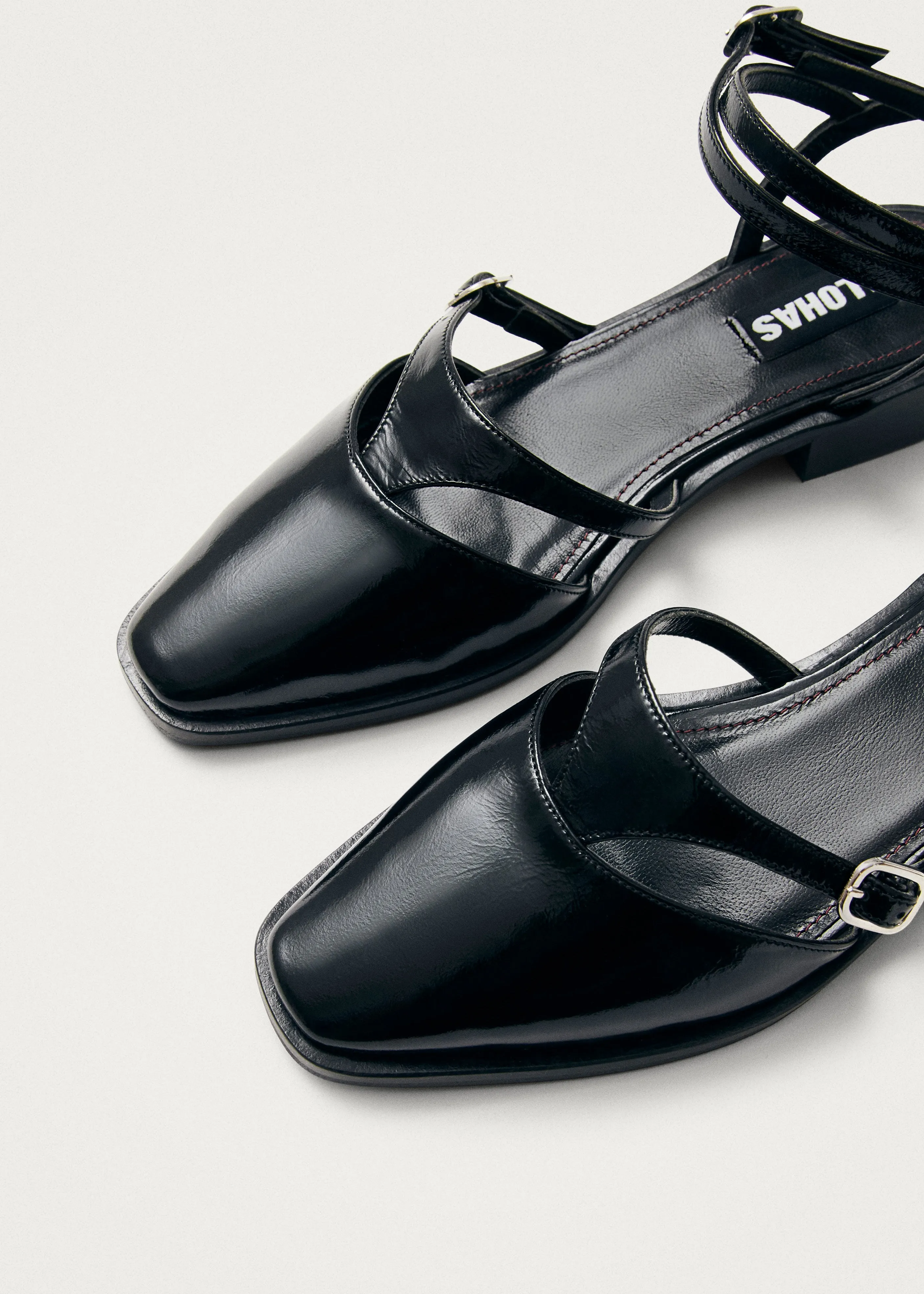 Aveline Black Leather Ballet Flats