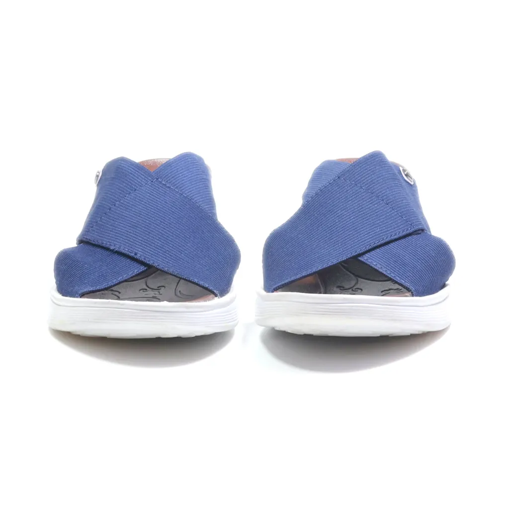 B Zees Wedge Sandals Fabric Blue Colour For Women