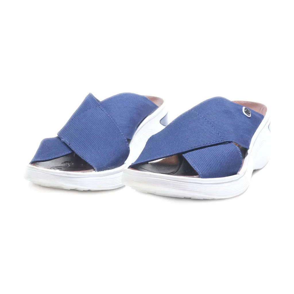 B Zees Wedge Sandals Fabric Blue Colour For Women