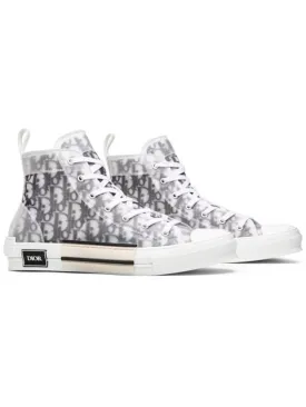 B23 Oblique Canvas High Top Sneakers White Black