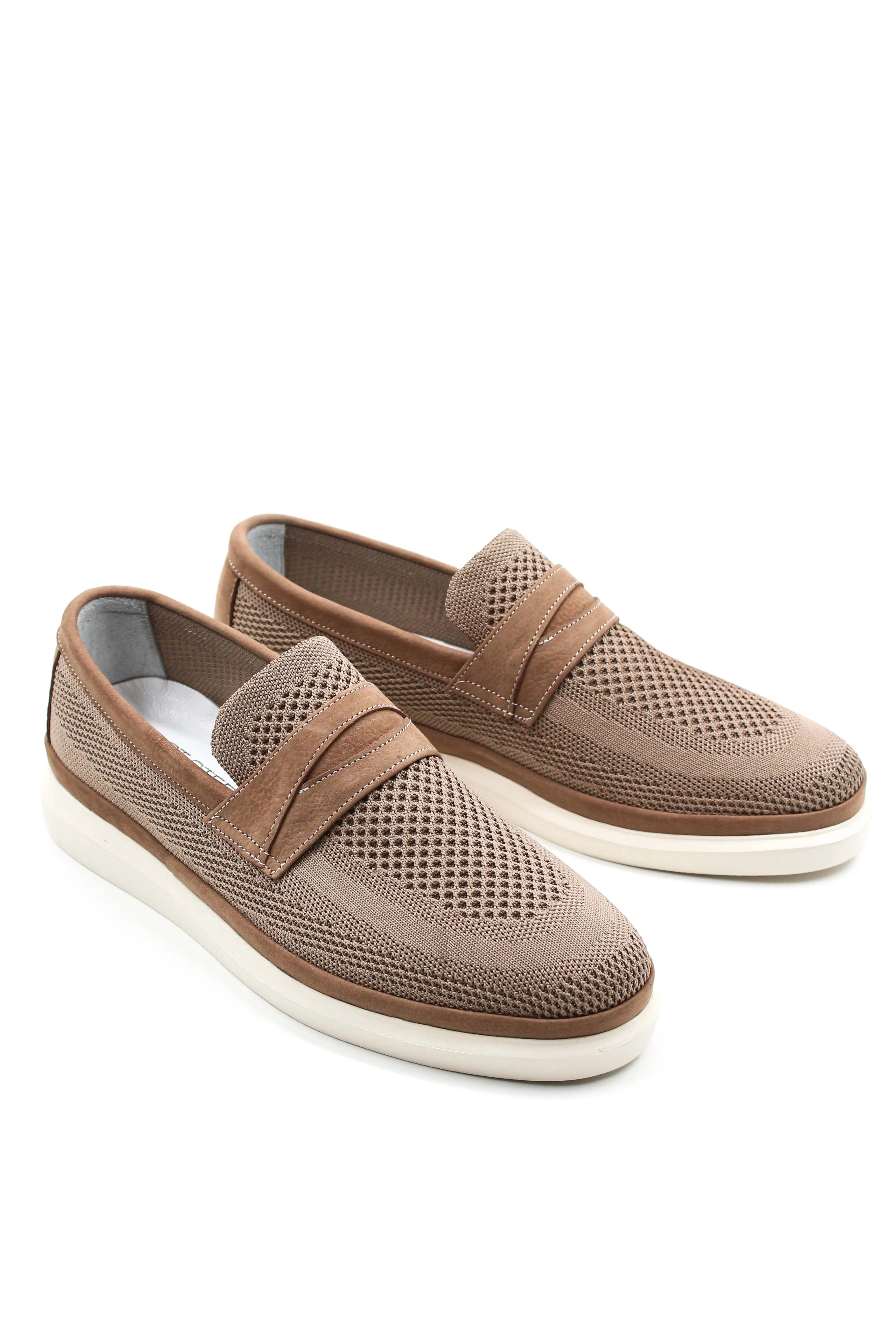 Beige Mesh Slip-On Loafers Wessi