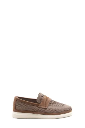 Beige Mesh Slip-On Loafers Wessi