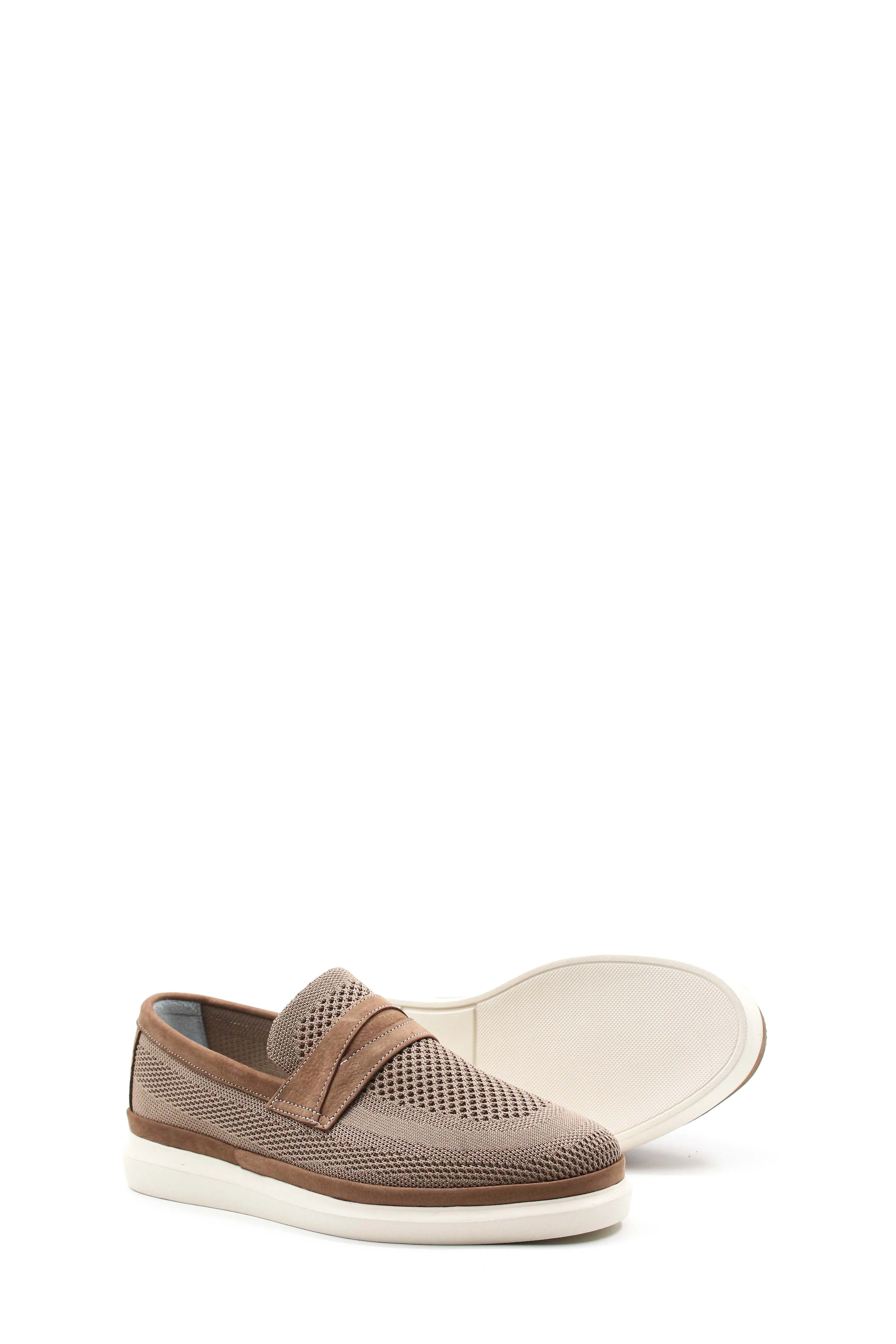 Beige Mesh Slip-On Loafers Wessi