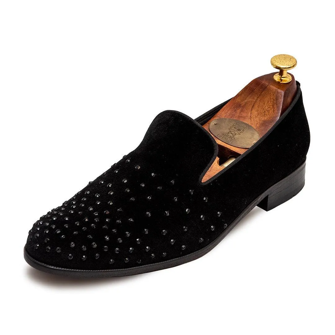 Bentle | Black Velvet Sequin Slip-On