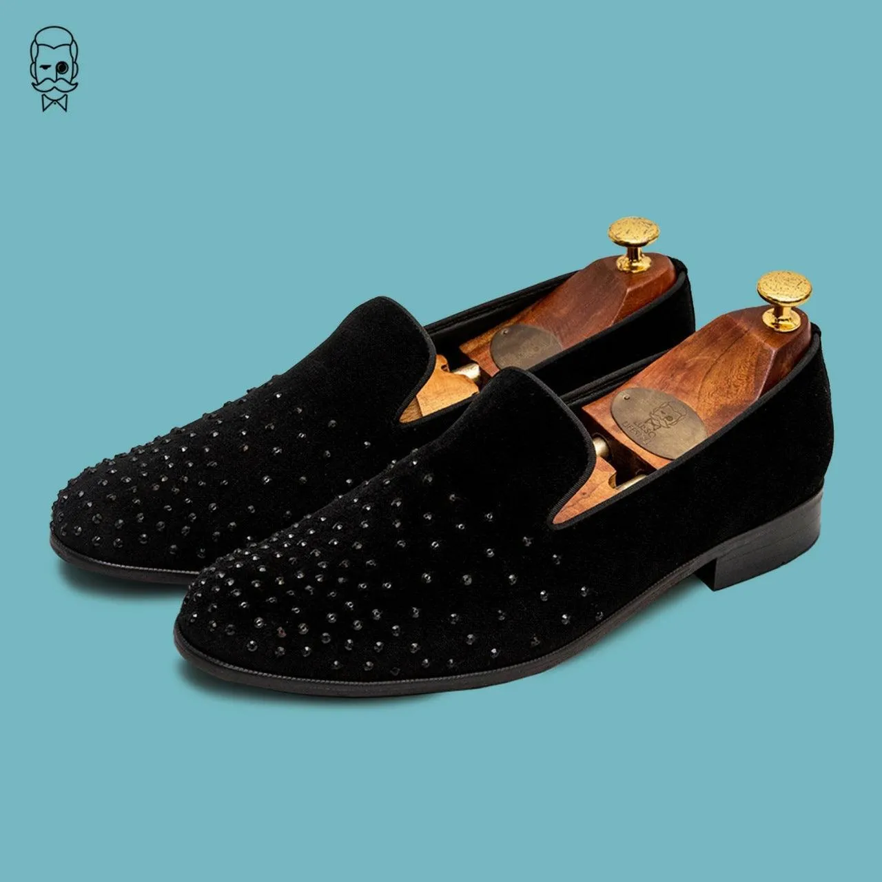 Bentle | Black Velvet Sequin Slip-On