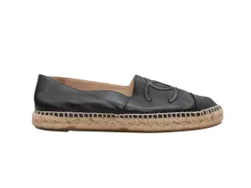 Black Chanel Leather CC Espadrille Flats Size 40