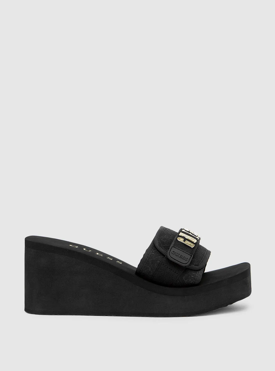 Black Dellean Platform Wedge Sandal