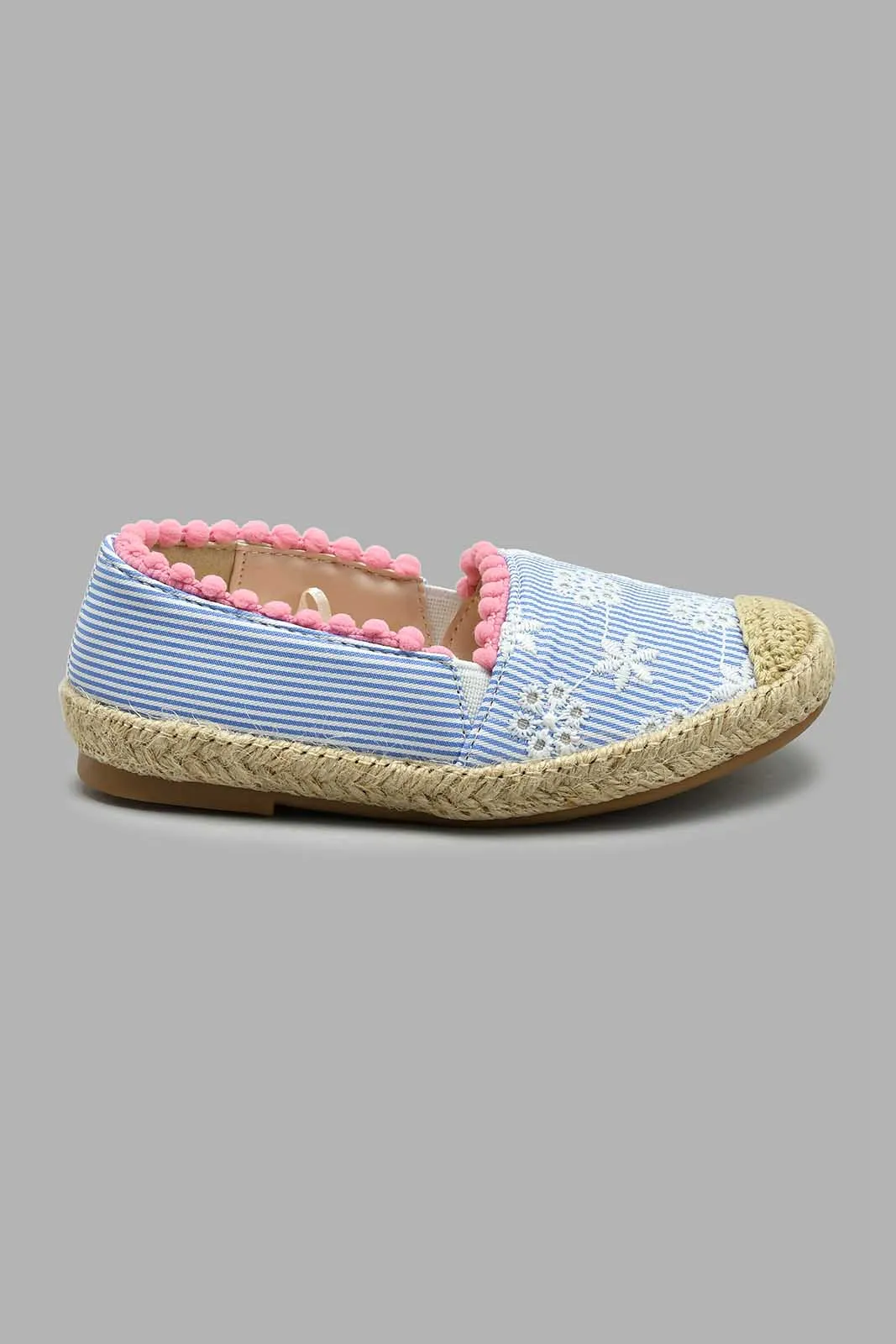 Blue Pom Pom Espadrilles