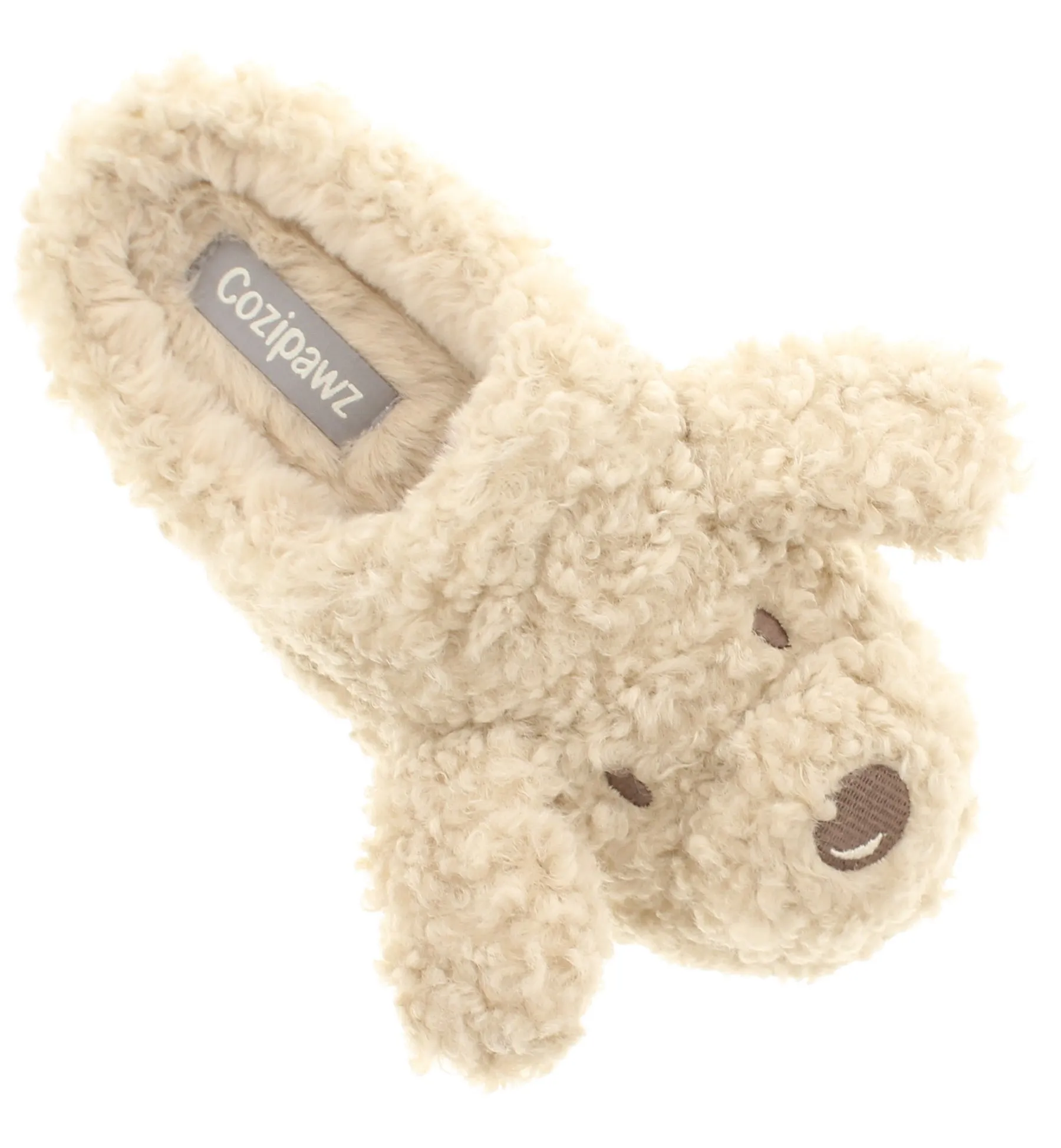 Boxed Curly Beige Dog Slippers