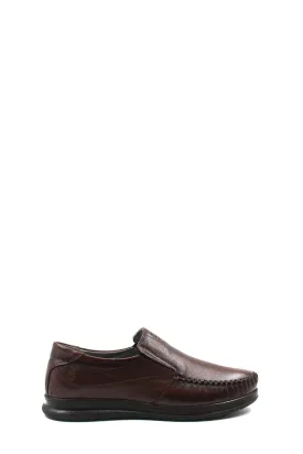 Brown Slip-On Leather Loafers-Wessi