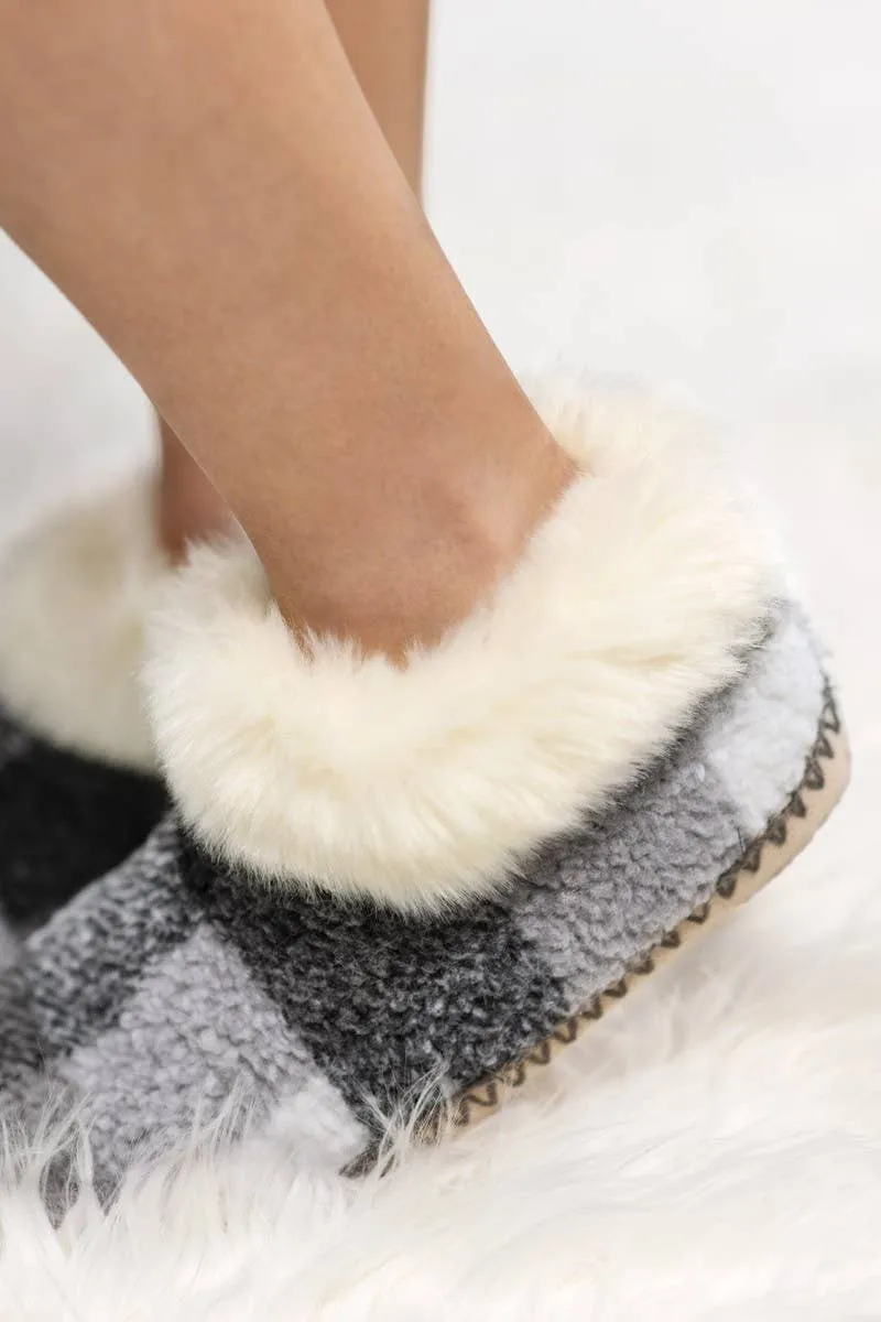 Buffalo Check Fur Slippers