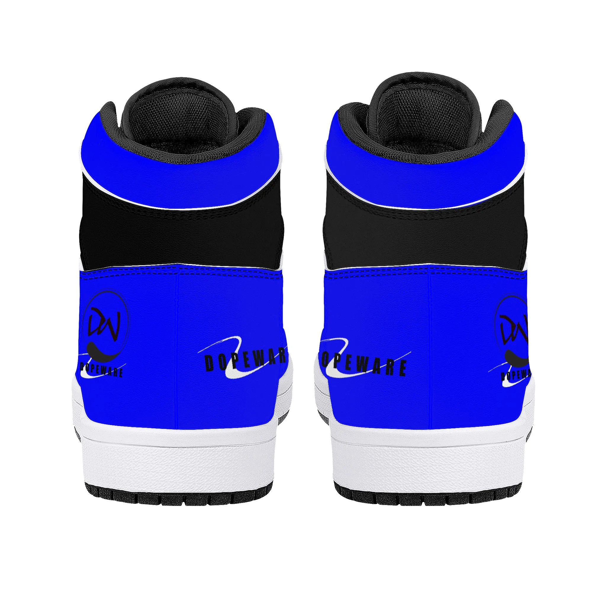 D16 High-Top Leather Sneakers - Black and Blue