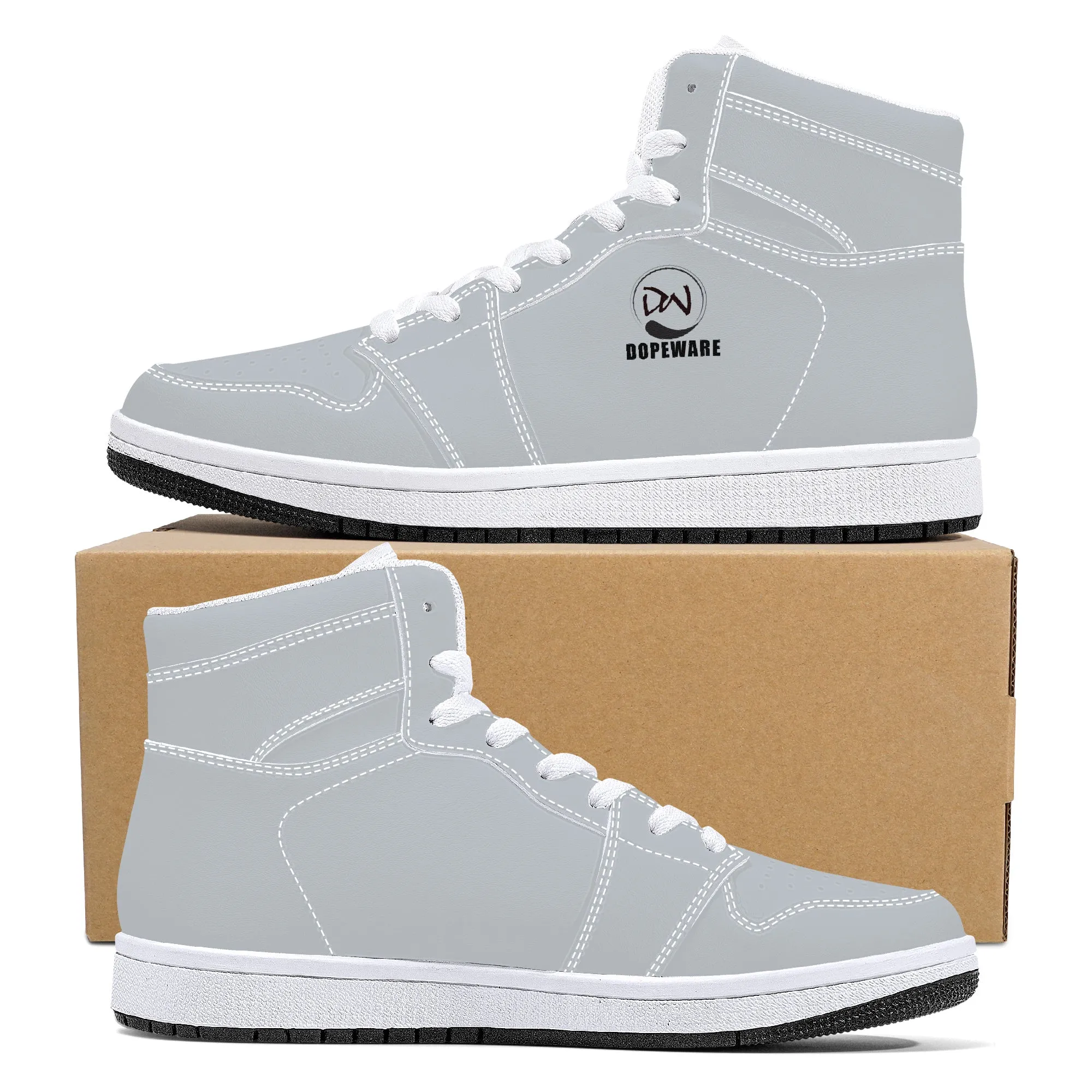 D16 High-Top Leather Sneakers - White