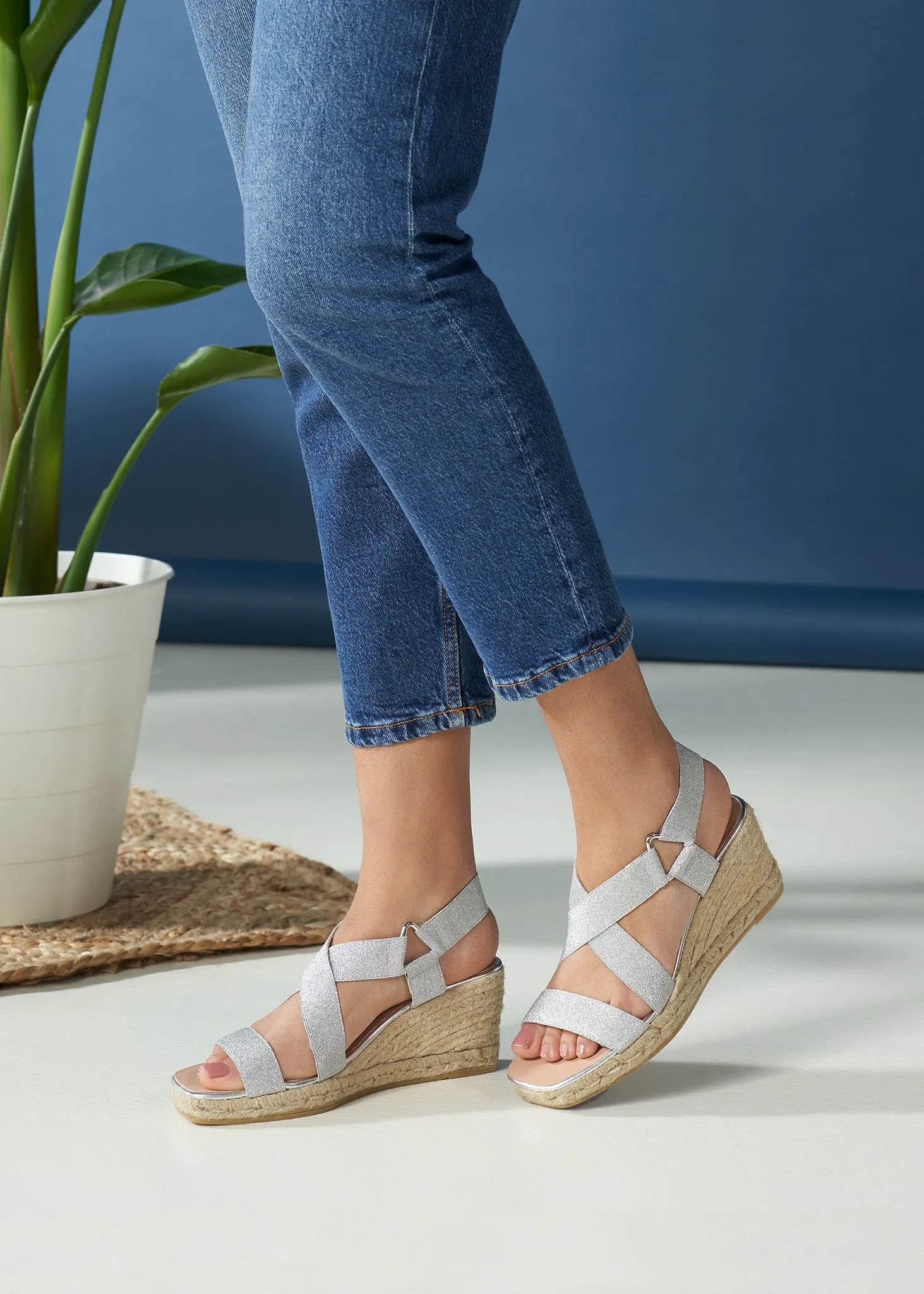 Dalia Elastic Espadrille Sandal Wedges