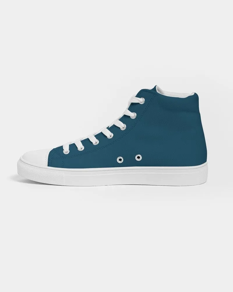 Dark Cyan Men's High-top Canvas Sneakers | Men's | Dark Pure Cyan | C100M0Y0K80