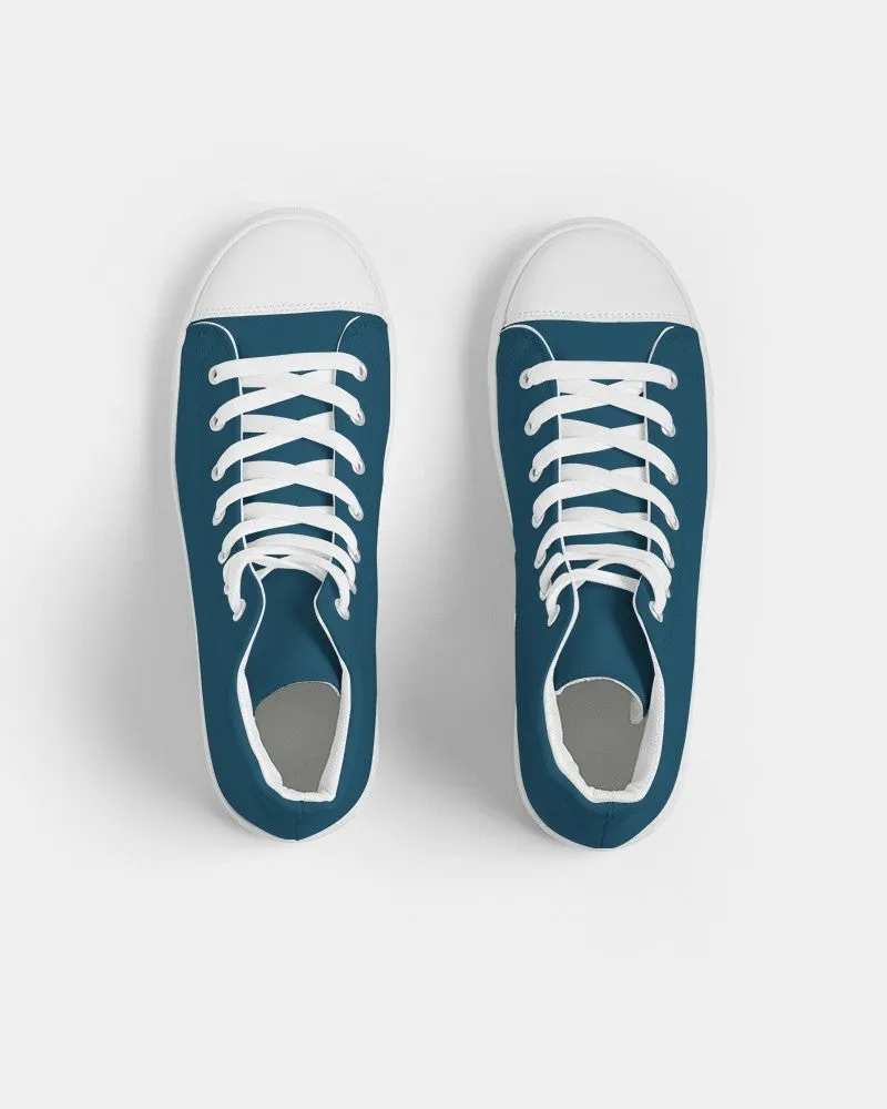 Dark Cyan Men's High-top Canvas Sneakers | Men's | Dark Pure Cyan | C100M0Y0K80