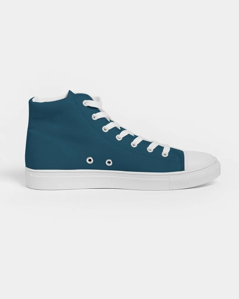 Dark Cyan Men's High-top Canvas Sneakers | Men's | Dark Pure Cyan | C100M0Y0K80