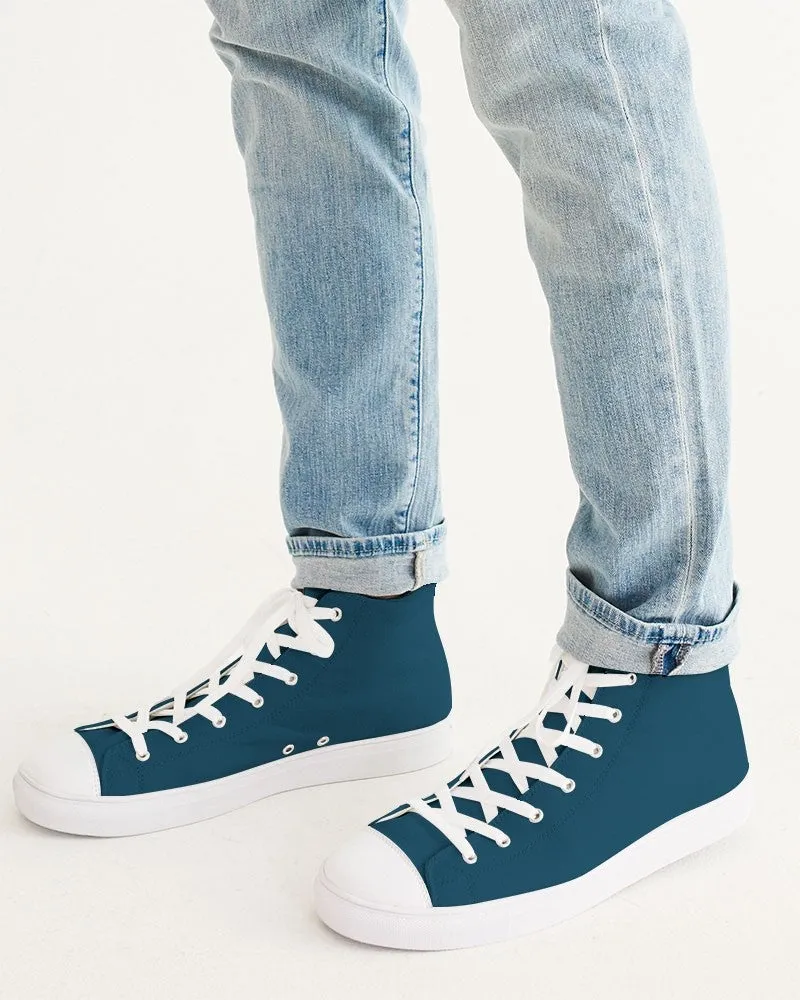 Dark Cyan Men's High-top Canvas Sneakers | Men's | Dark Pure Cyan | C100M0Y0K80