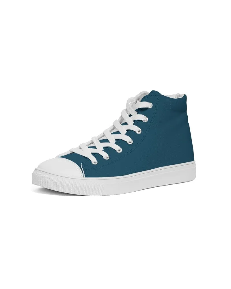 Dark Cyan Men's High-top Canvas Sneakers | Men's | Dark Pure Cyan | C100M0Y0K80