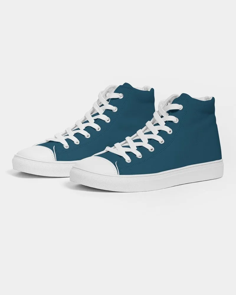 Dark Cyan Men's High-top Canvas Sneakers | Men's | Dark Pure Cyan | C100M0Y0K80