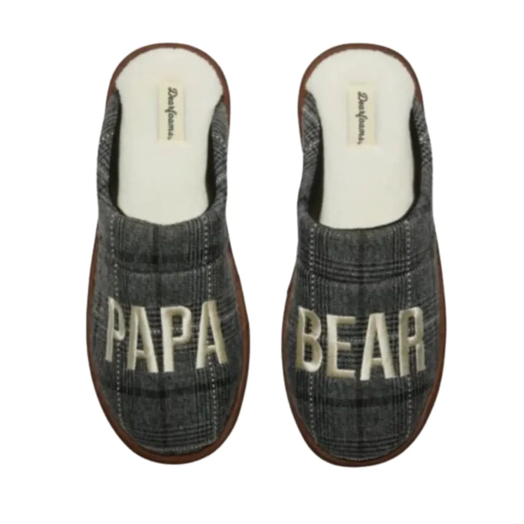 Dearfoams Men's Papa Bear Slippers Gray