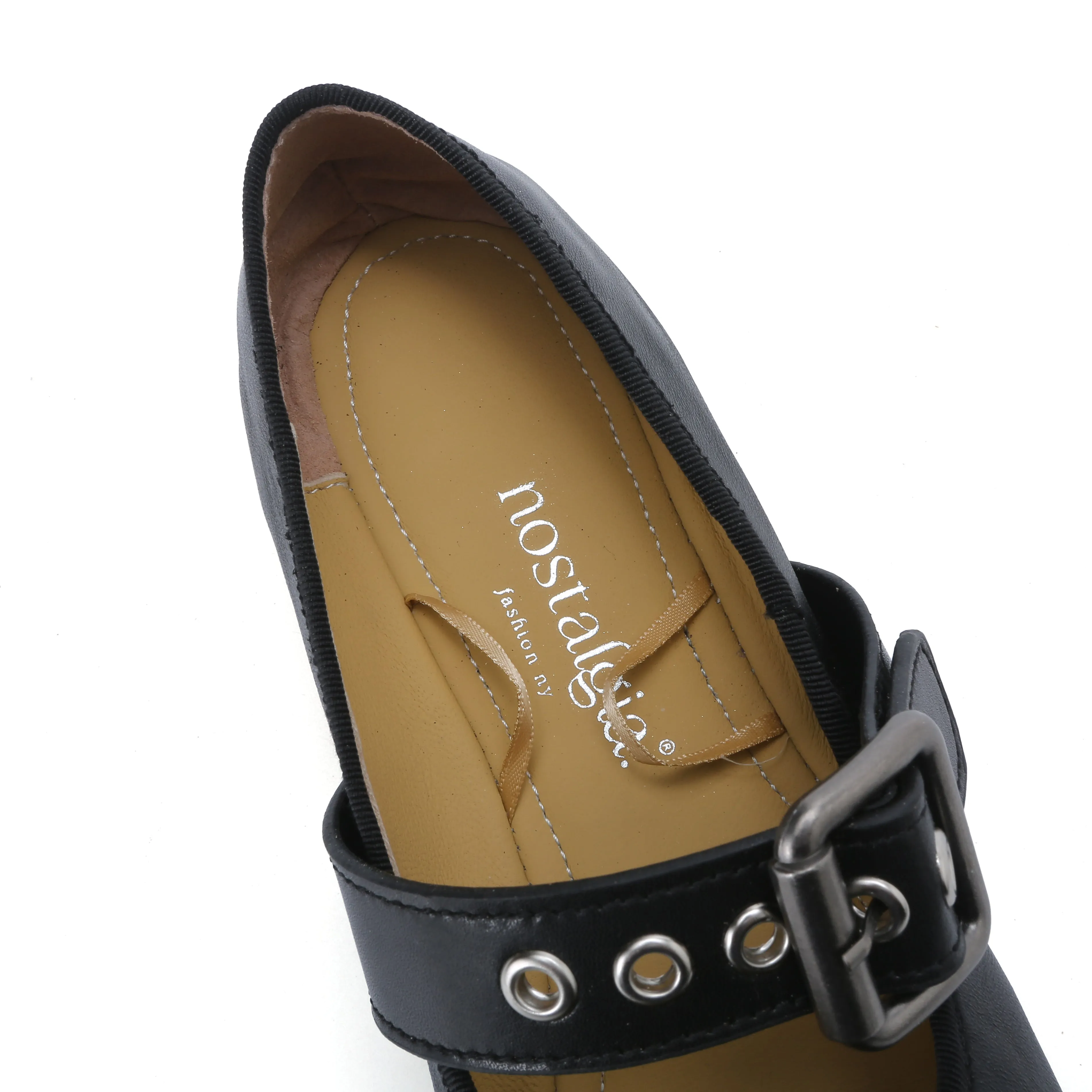 Elegance Genuine Lambskin Buckle Ballet Flats