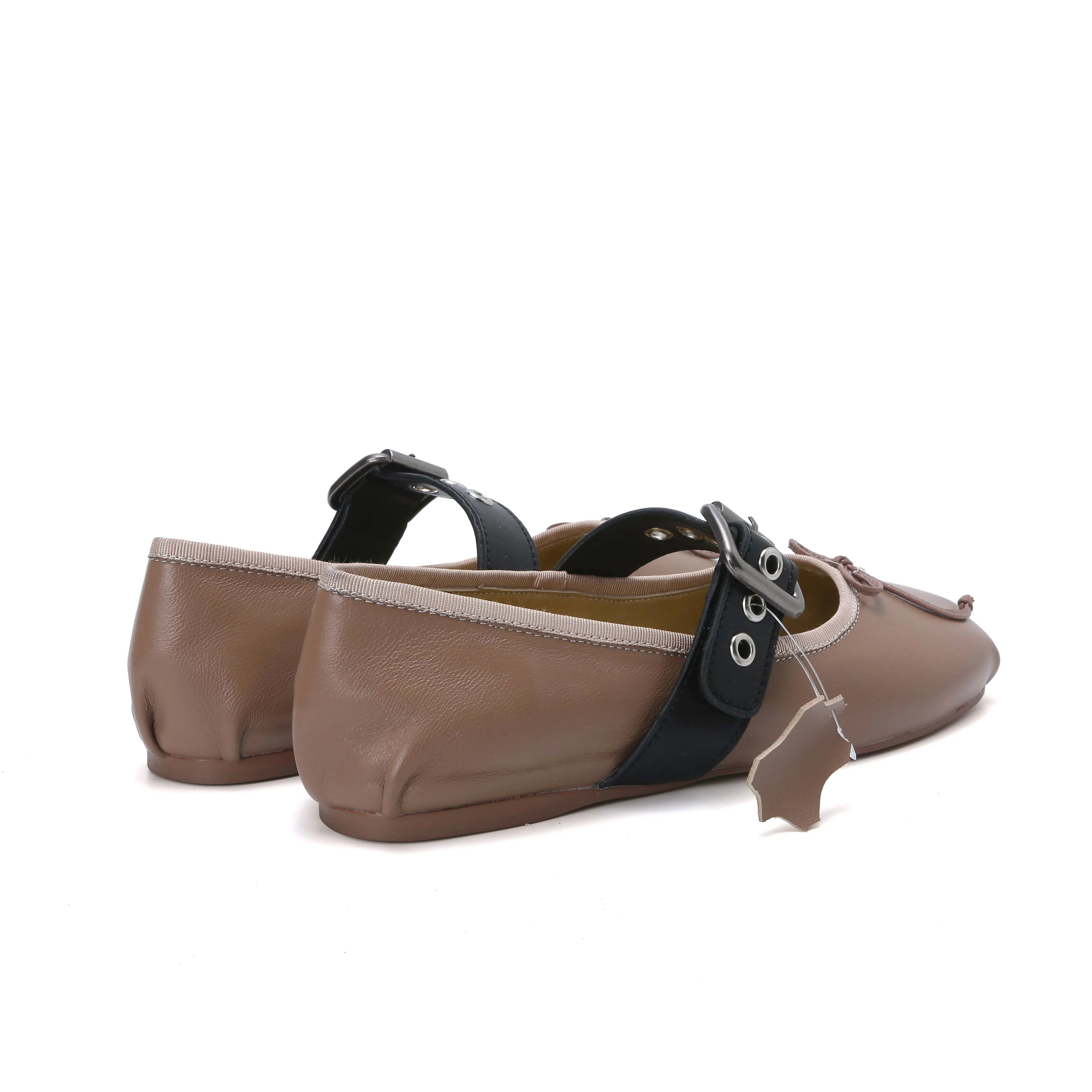 Elegance Genuine Lambskin Buckle Ballet Flats