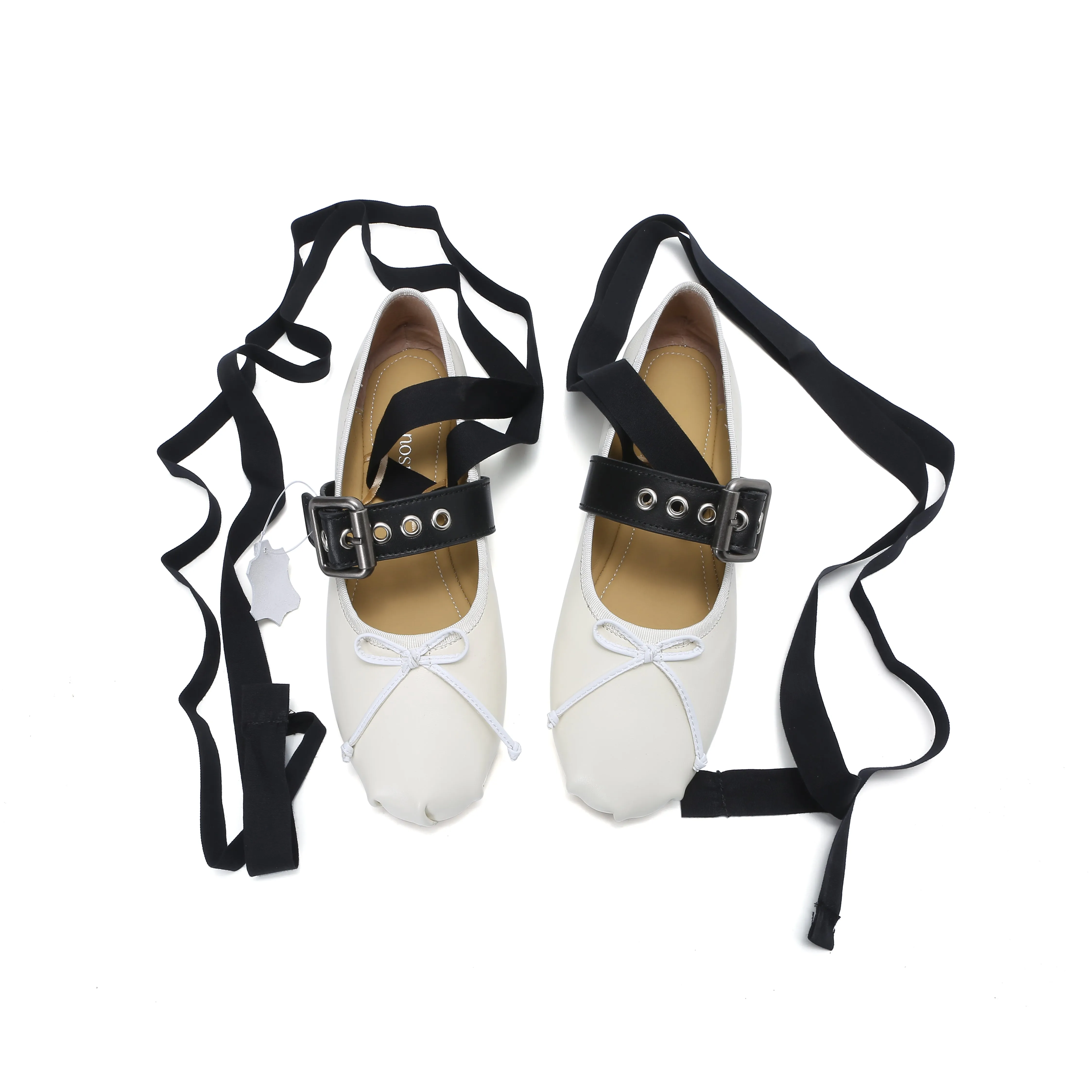 Elegance Genuine Lambskin Buckle Ballet Flats