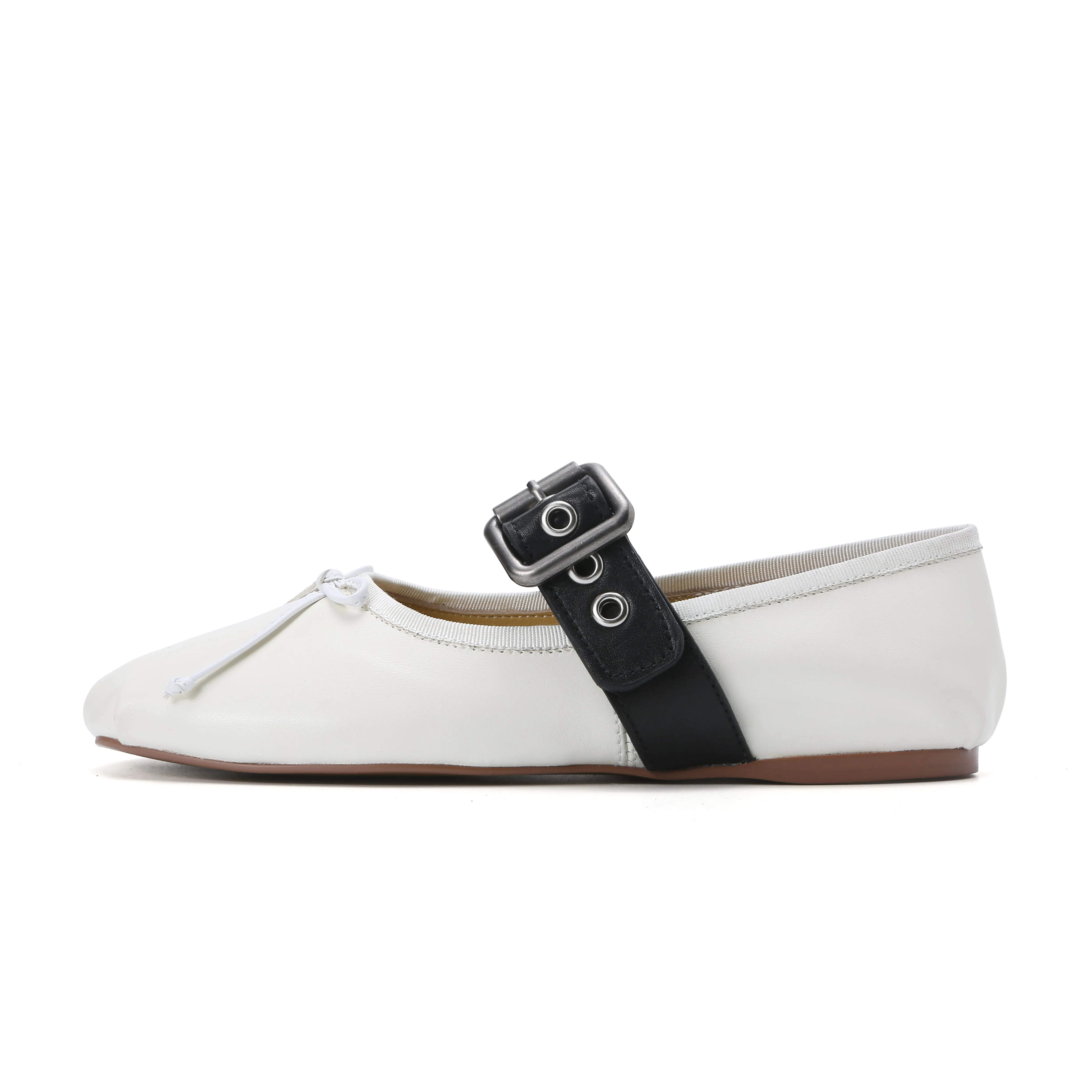 Elegance Genuine Lambskin Buckle Ballet Flats