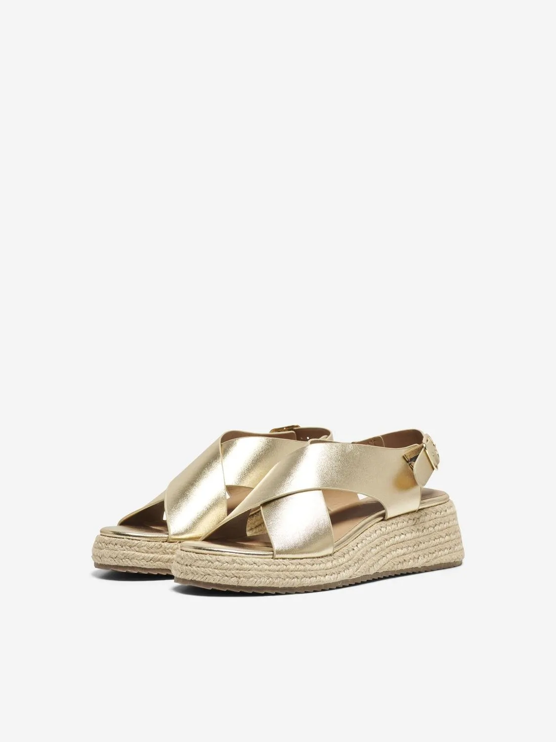 Erva Cross Strap Espadrille (Gold)