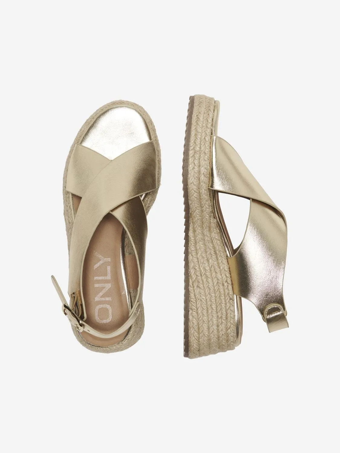 Erva Cross Strap Espadrille (Gold)