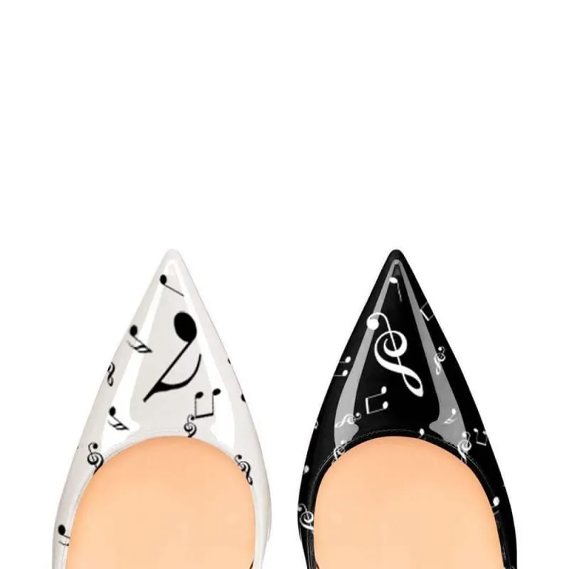 Eye-patterned Stiletto High Heels with Music Note Design