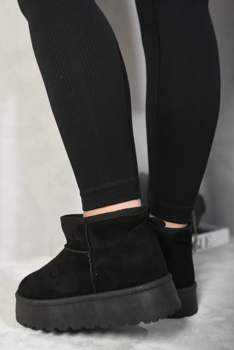 Faux Fur Lined Ankle Platform Mini Boots