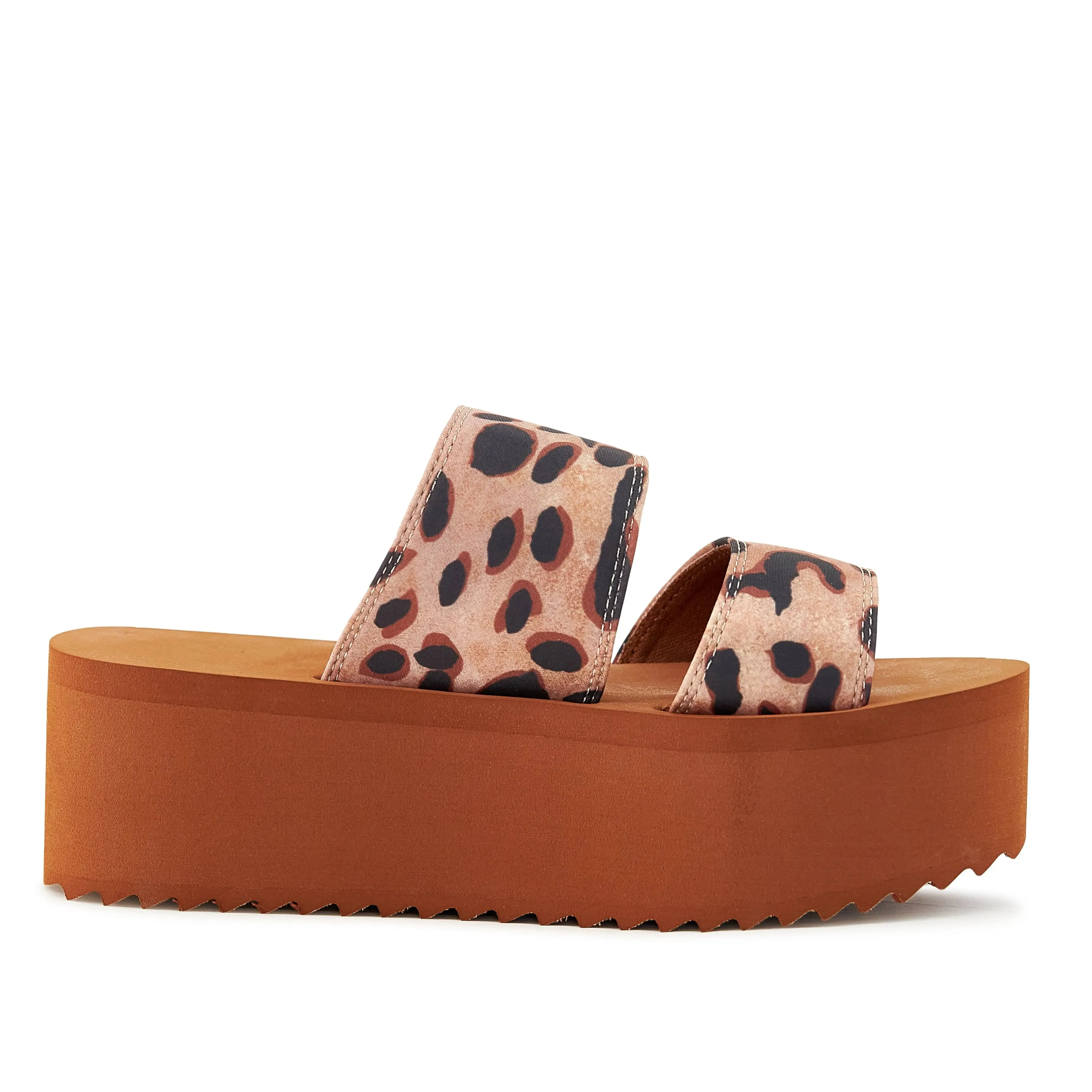 Fierce Fashion: Women's Leopard Print Chunky Platform Sandals with Dual Straps