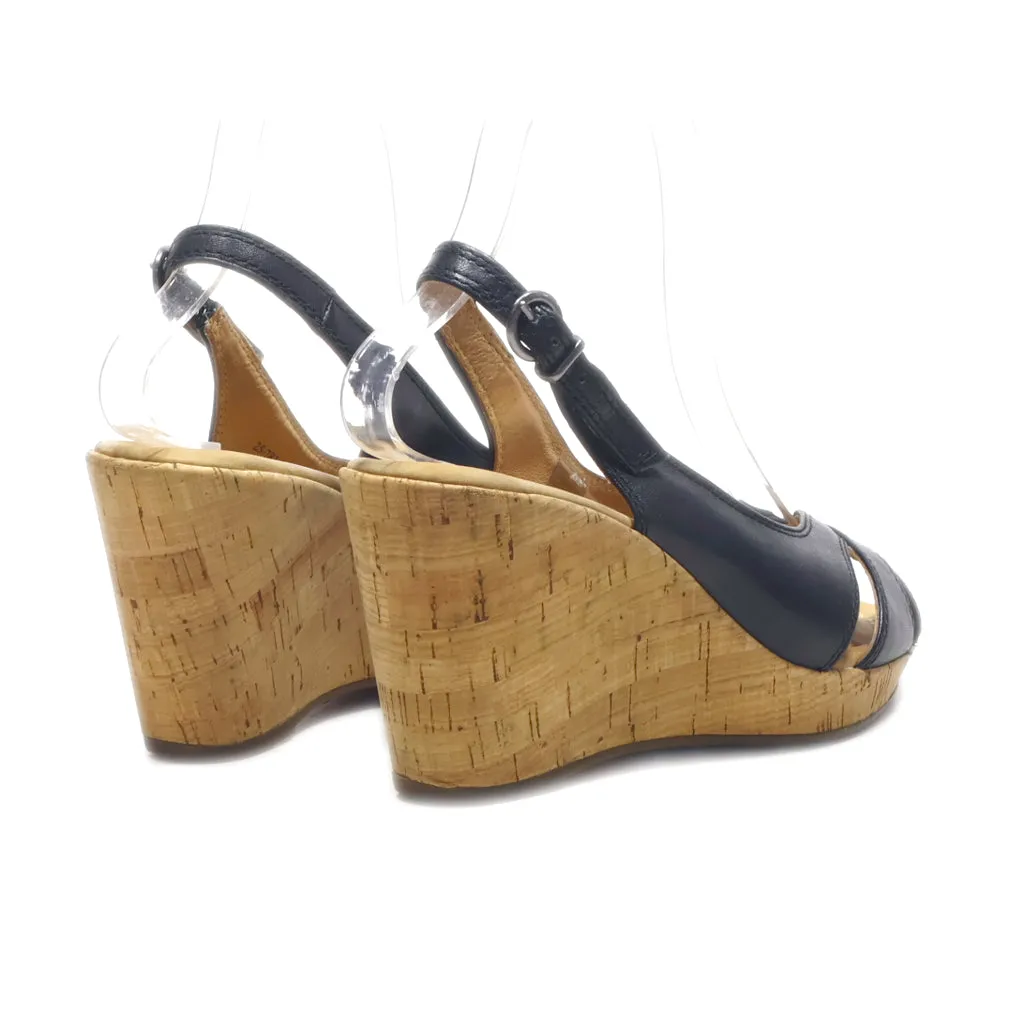 Gabor Wedge Sandals Leather Black Colour For Women