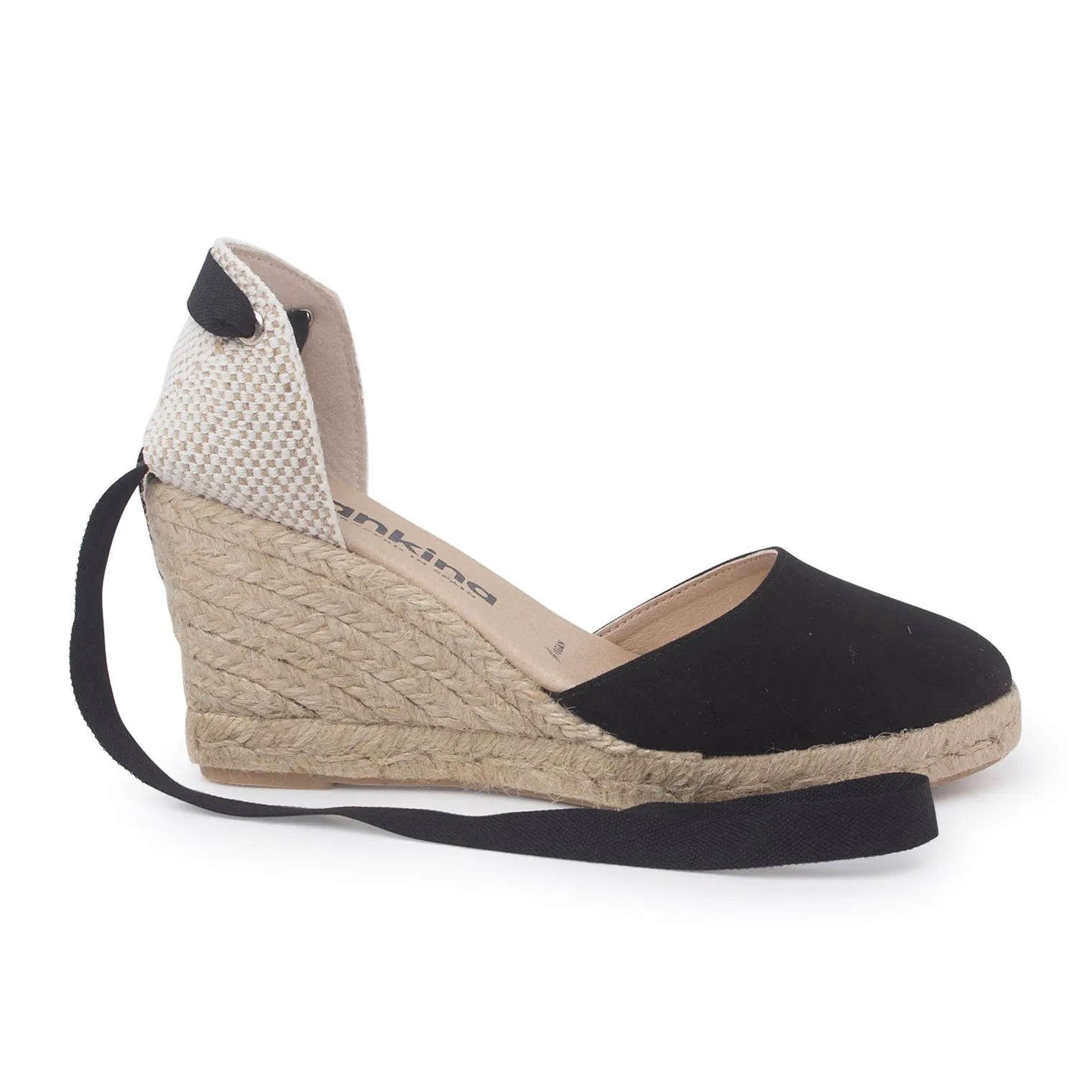 Galera Vegan Suede Espadrille Wedges - Black