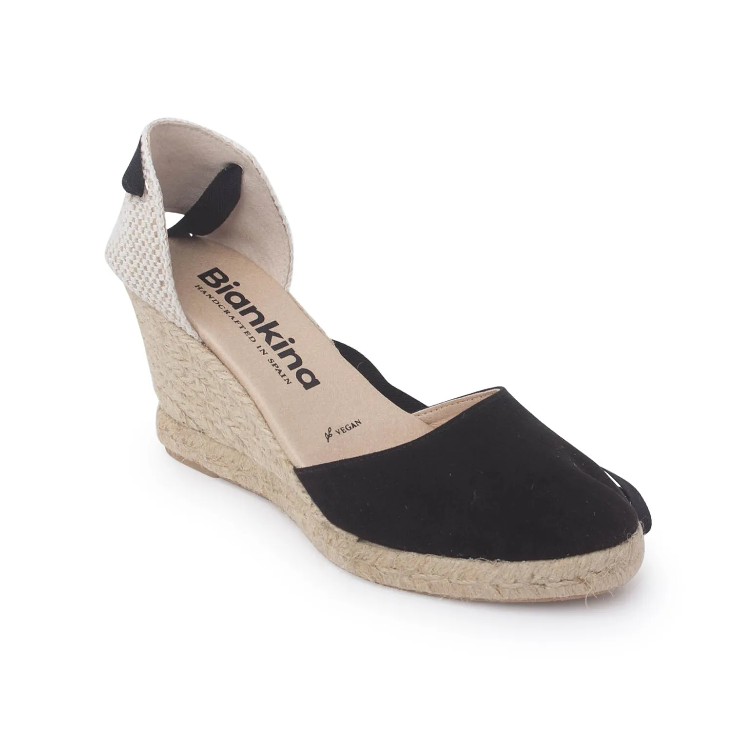 Galera Vegan Suede Espadrille Wedges - Black