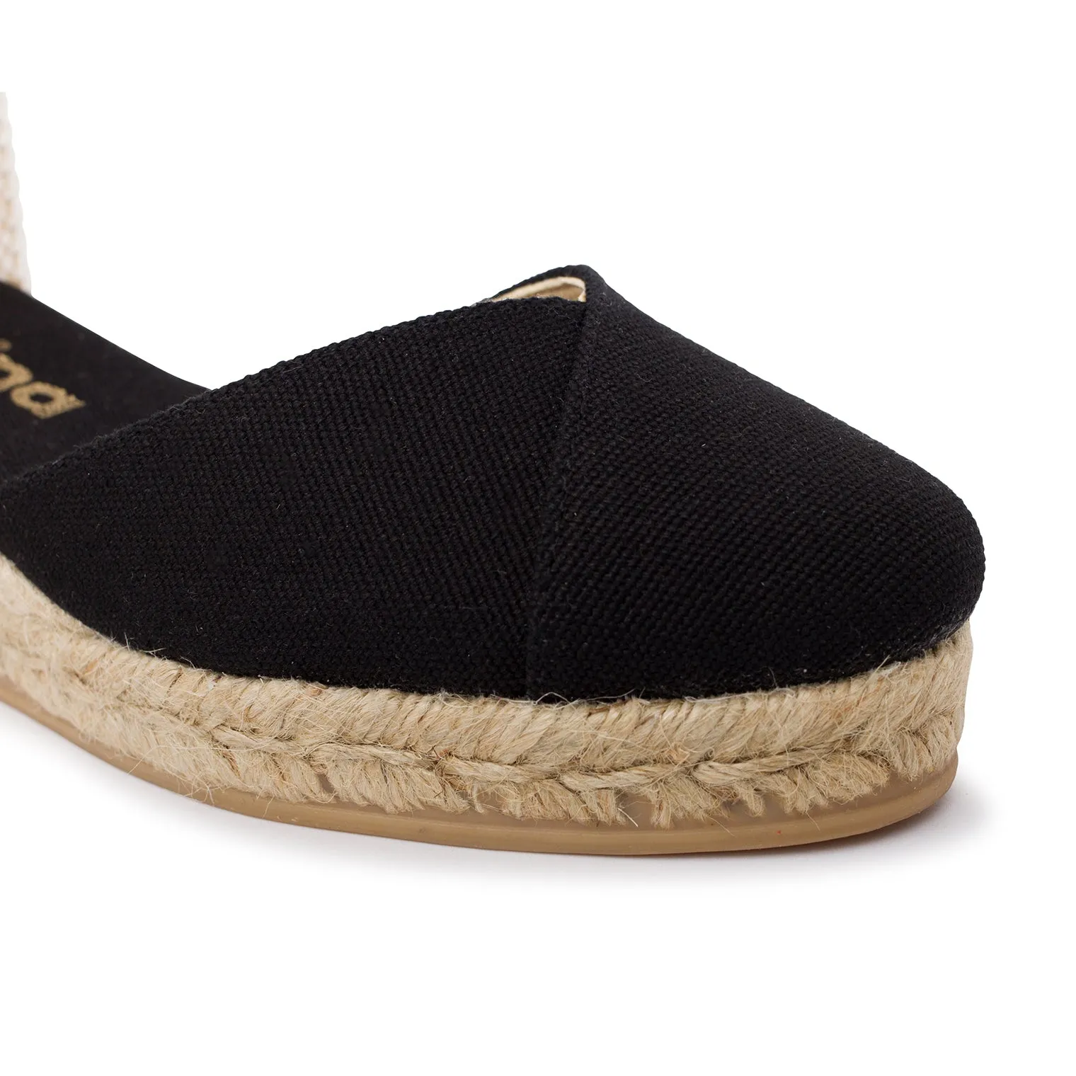 Girona Eco Canvas Vegan Espadrille Wedges - Black