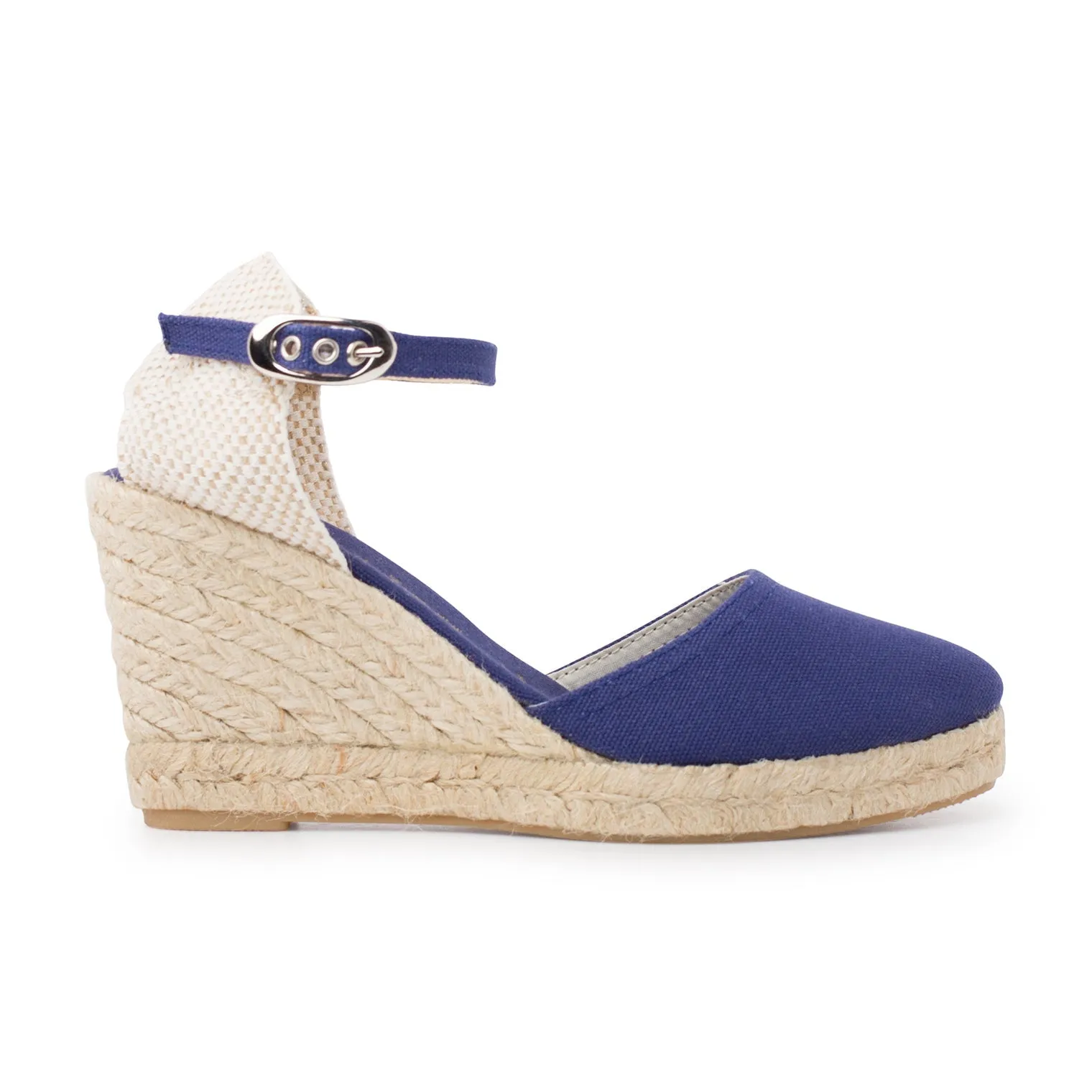 Granada Eco Canvas Vegan Espadrille Wedges - Navy