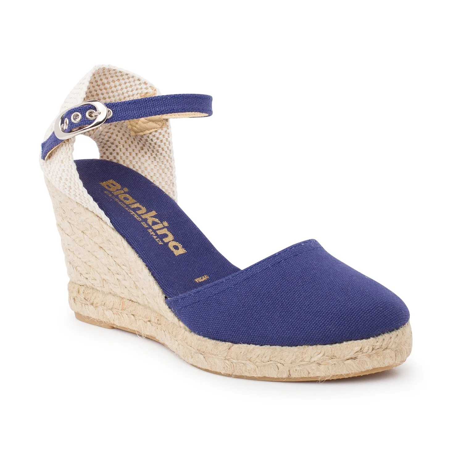 Granada Eco Canvas Vegan Espadrille Wedges - Navy