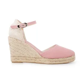 Granada Eco Canvas Vegan Espadrille Wedges - Rose Pink