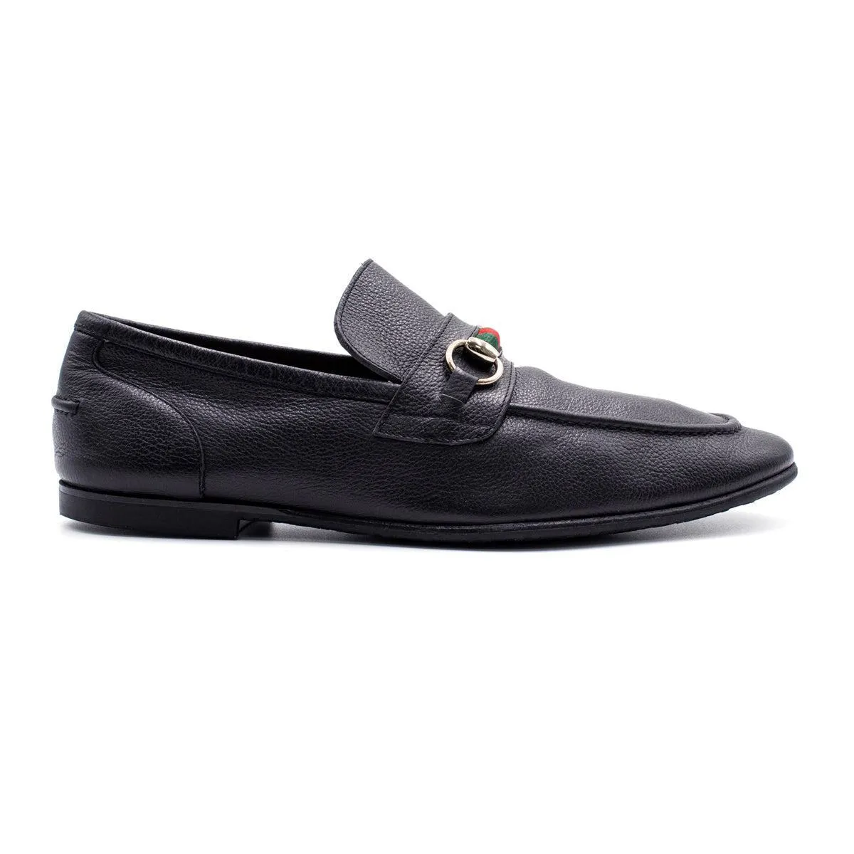 Gucci Web Horsebit Formal Slip Ons Full Grain Black Colour For Men