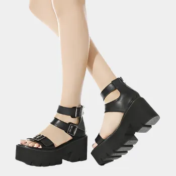 Joskaa 2024 New Black Chunky Heeled Sandals